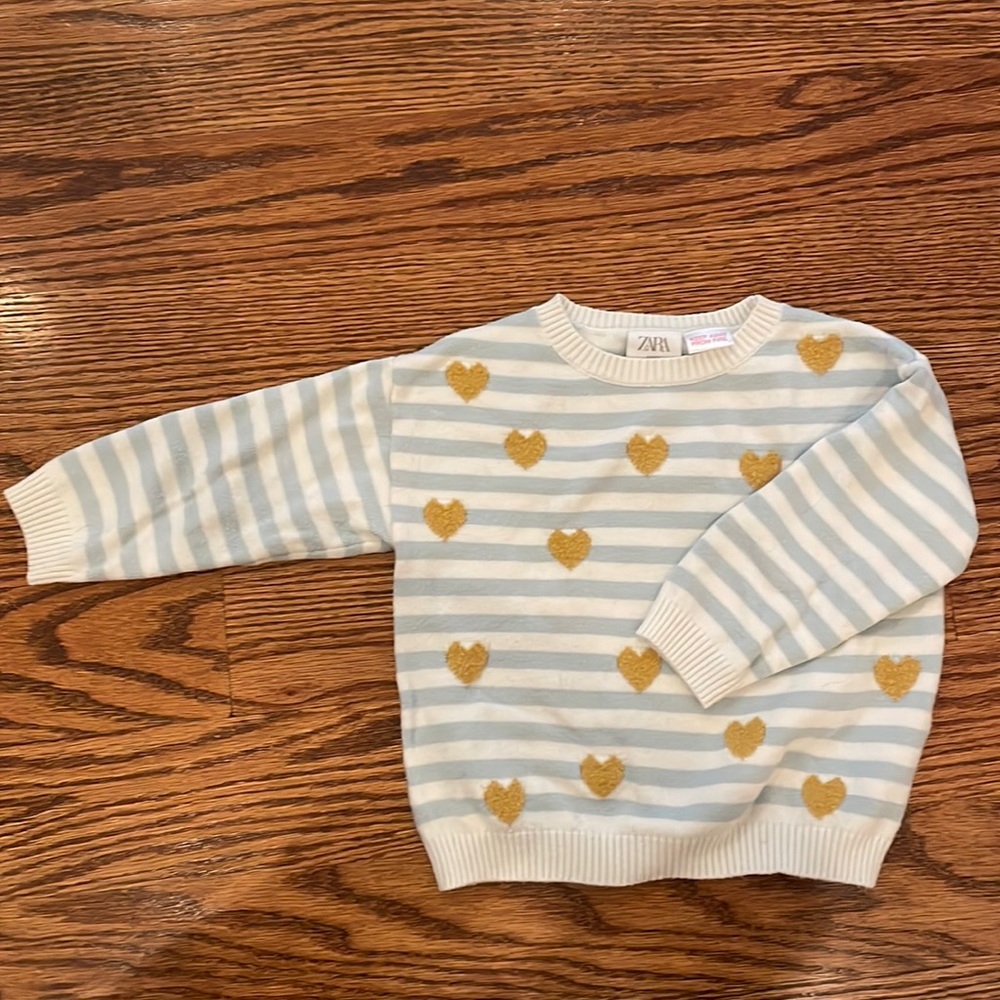 zara girls striped heart sweater
